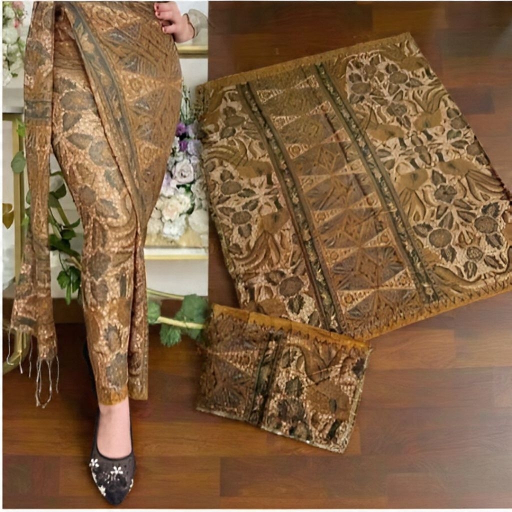 .KAMEN SET SELENDANG MOTIF BATIK TRADISIONAL BATIK SUTRA PARIS ATBM KAIN LEMBARAN BAWAHAN KEBAYA WIS
