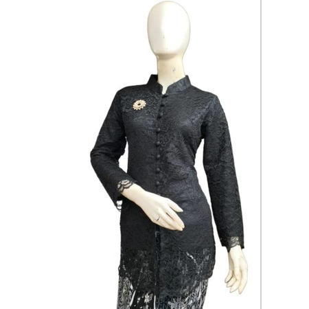 Belyou - Satu Set Kebaya Model Tunik Kancing Depan Motif Polos Full Bridal Bahan Brukat Busui Friend