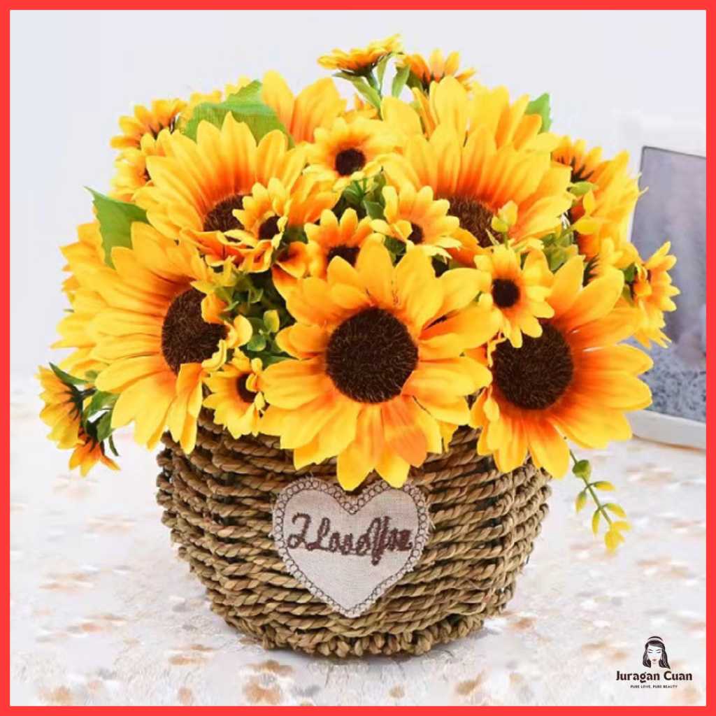 Bunga Matahari Sunflower Artificial 1 Batang Realistis Mirip Asli Dekorasi Rumah Aesthetic Vas Meja