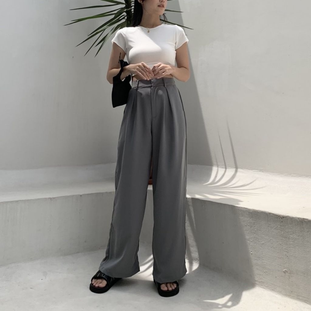 preloved yeona kulot dal pants grey size S jarang pakai