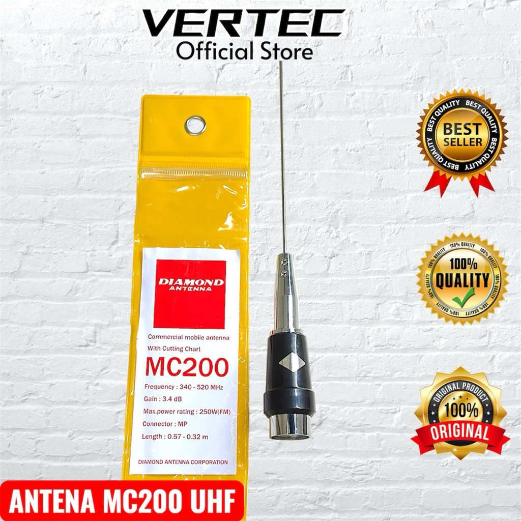 Antena MC200 UHF 340-520Mhz Diamond di Mobil untuk Radio Rig Mini QYT KT8900 Redell Kenwood TM481 Al