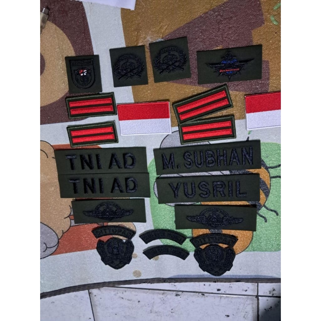 BORDIR PDL TNI PDL LAMA papan nama atribut PDL kostum TNI AD TNI AL TNI AU