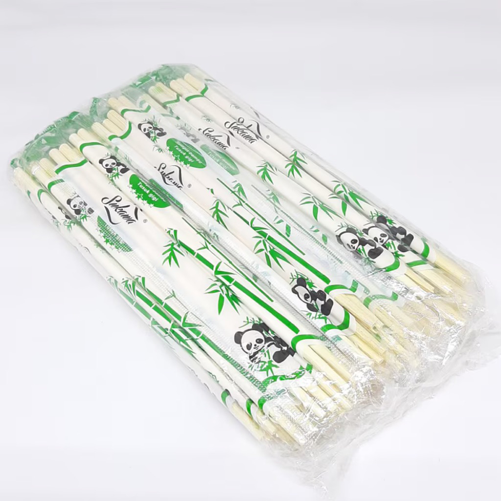 sumpit bambu + tusuk gigi panda isi 50set - sumpit bambu panda - sumpit panda