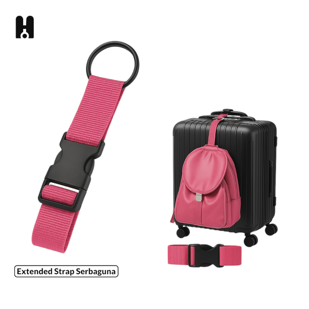 Luggage Strap Koper Tas Travel Multifungsi Tahan Lama Tali Pengikat Serbaguna Premium-pink fanta