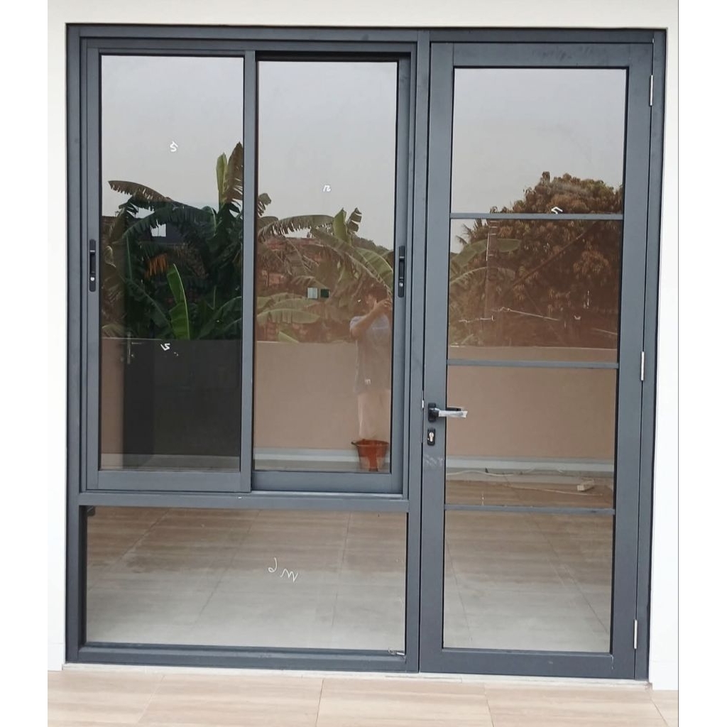 Kusen Pintu Sliding Rell Gantung Satu Daun Dan Kaca Mati