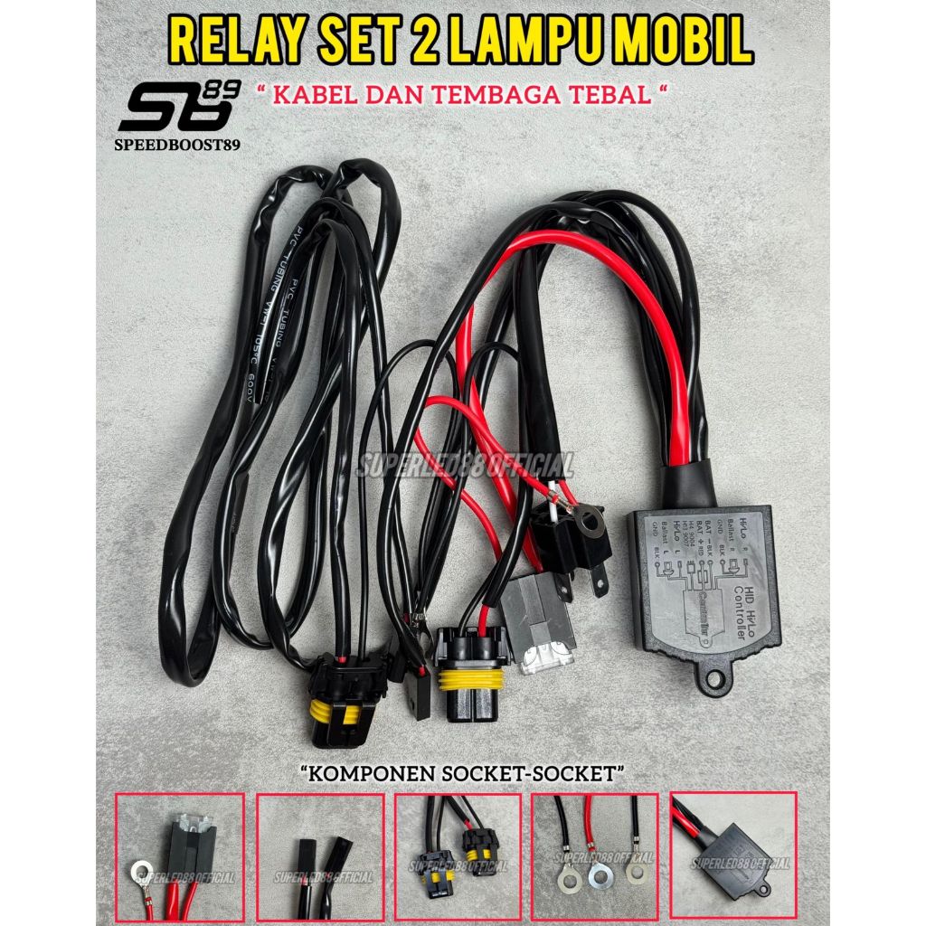 Kabel Relay Super Lampu HID Projector Biled LED / Kabel Relay HID Motor Mobil 2 Lampu