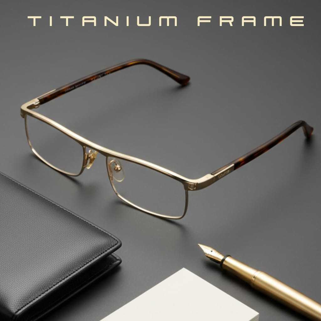 Kacamata Baca Progresif Bluecromic Pria Frame Kotak Titanium Premium Kaca Mata Plus Anti Radiasi