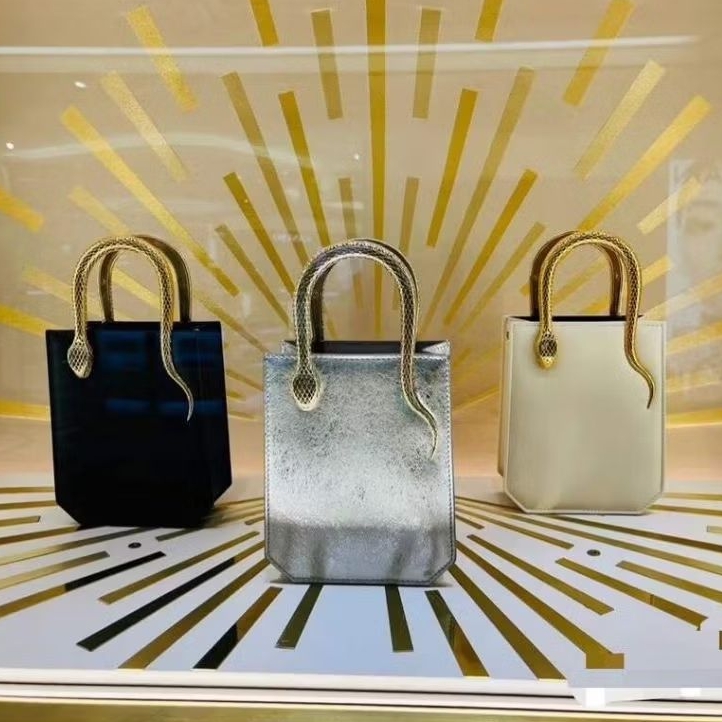 PO Myma's BVL viper mini tote tas kulit handle bentuk ular hardware