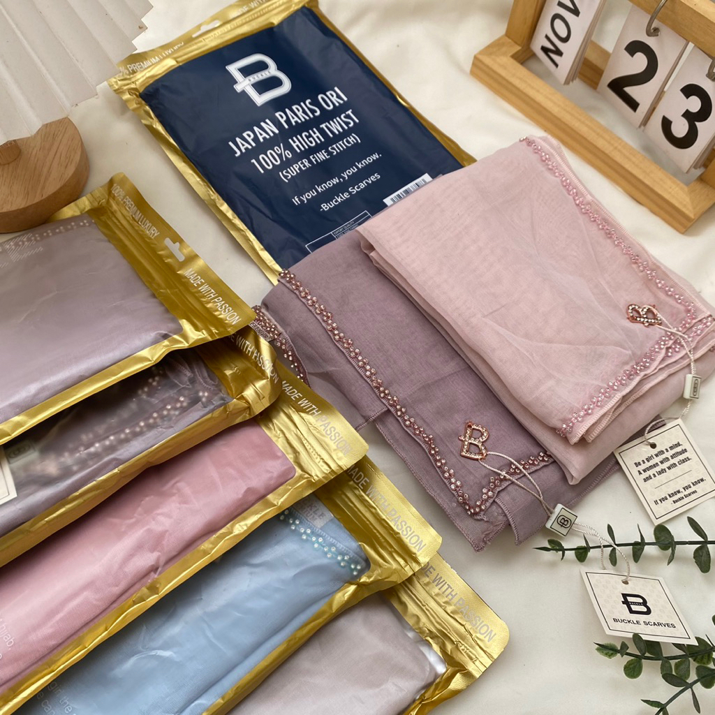 Square Hijab Japan Paris Ori Buckle Swarovsky