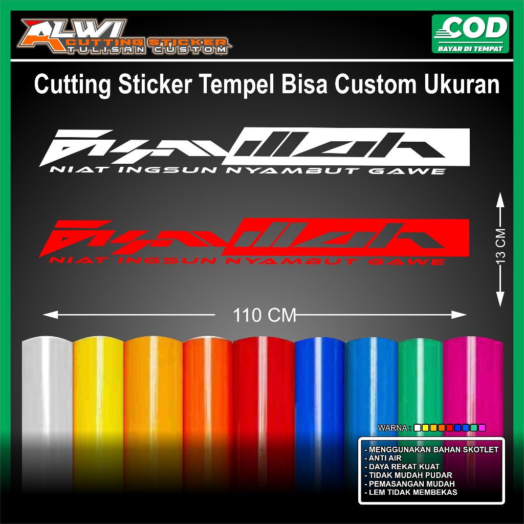 STIKER TULISAN BISMILLAH UNTUK DI KACA DEPAN MOBIL
