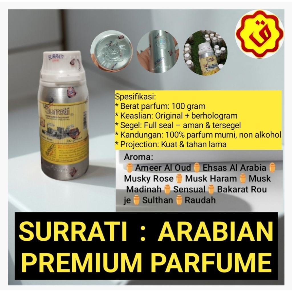 SURRATI - Arabian Luxury parfume | Aroma: Sulthan, Musky Rose, Raudhah, Al Haram, Madinah, dll | Ori