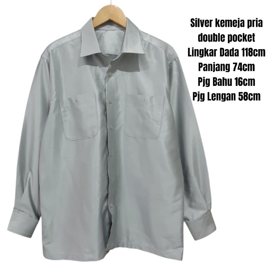 Silver kemeja pria double pocket
