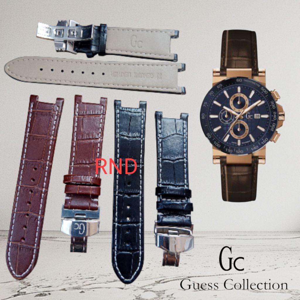 Strap Tali Jam Tangan GC Guess Collection  Pengait Jam Tangan Kulit GC 22MM Logo GC