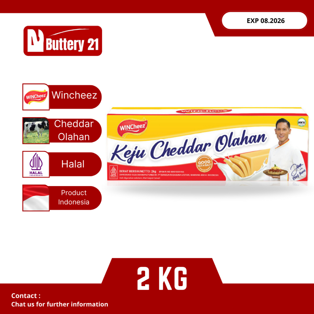 WINCHEEZ KEJU CHEDDAR OLAHAN 2 KG/WINCHEEZ CHEDDAR REGULER/KEJU WINCHEEZ