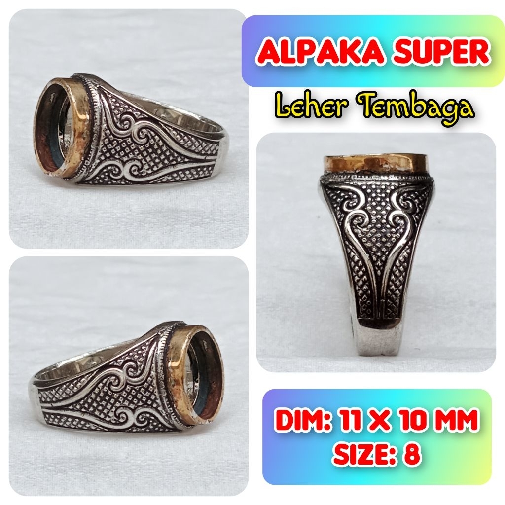 Cincin Emban Batu Akik dan Permata Alpaka Super Leher Tembaga.05