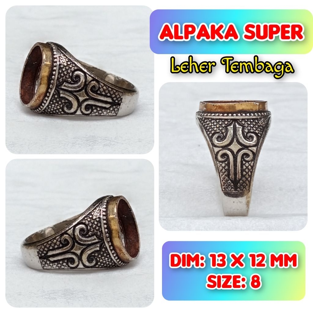 Cincin Emban Batu Akik dan Permata Alpaka Super Leher Tembaga.07