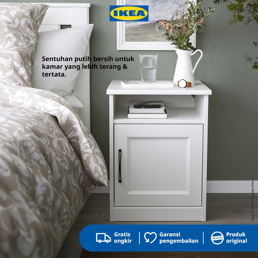 IKEA SONGESAND Meja Nakas Samping Tidur Putih 42x40 cm