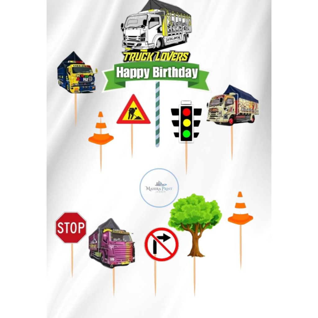TOPPER CAKE TRUK - TOPPER CUSTOM NAMA HIASAN KUE ULTAH /TOPPER CAKE SNACK JUMBO FULL A4