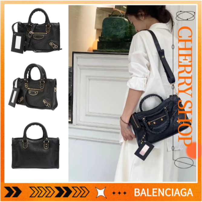 Balenciaga Mini Classic City Tas Biker Kulit Domba Tas Tangan Wanita