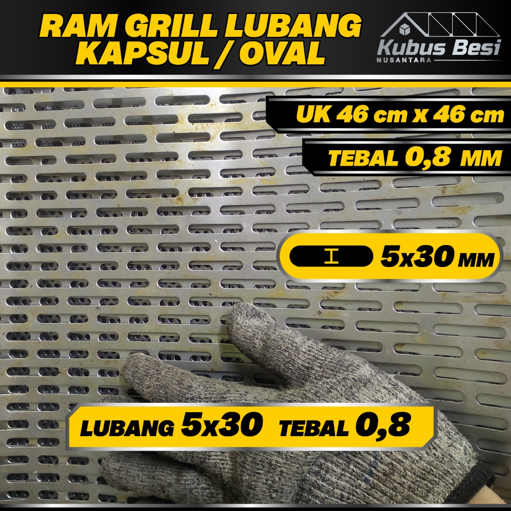 46x46 cm - Ram Speaker Lubang Kapsul / Oval 5x30 mm - Tebal 0,8 mm. Ram Gril Motif Kapsul SEJAJAR LE
