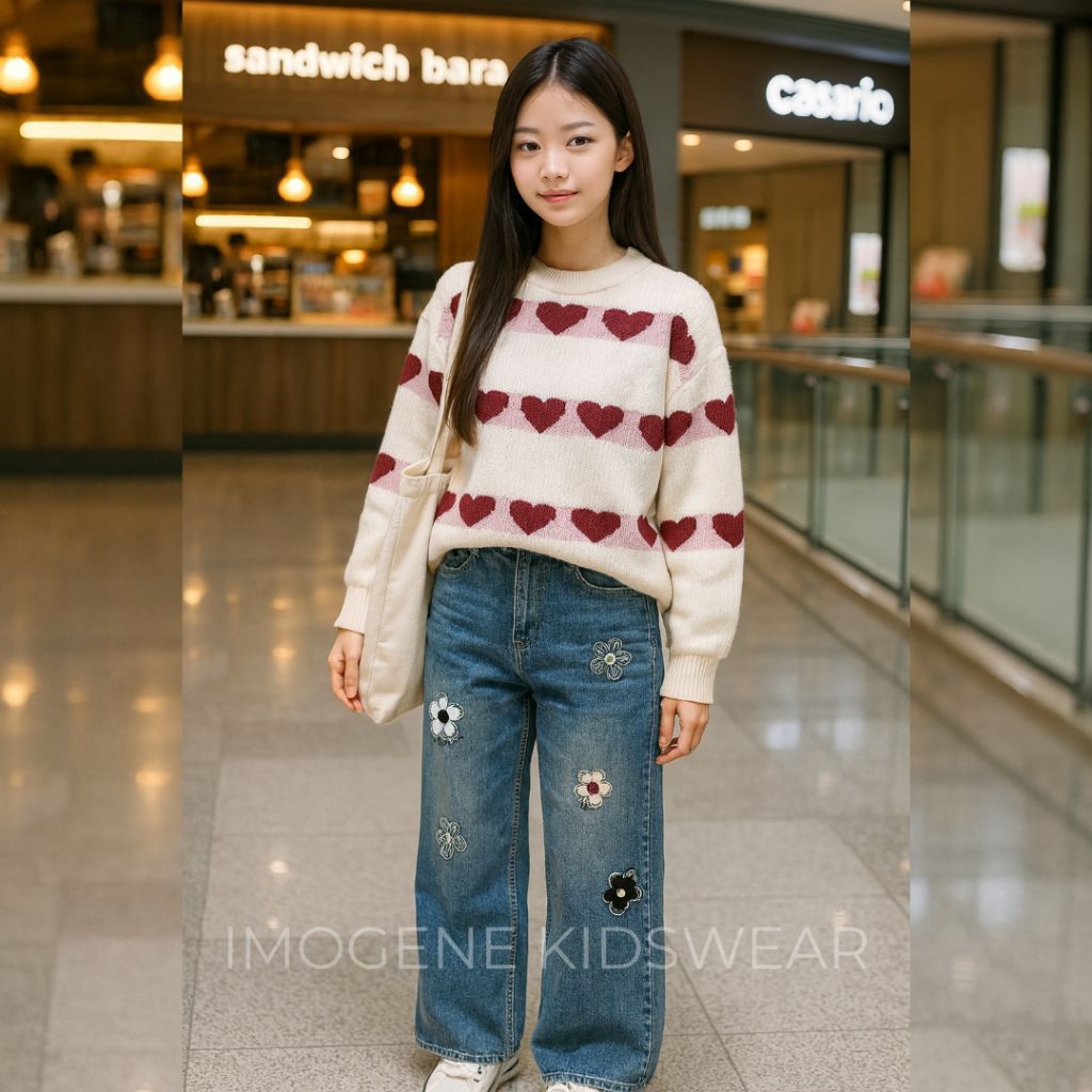 ER-463 SETELAN BAJU PANJANG ANAK PEREMPUAN IMPORT USIA 6-13 TAHUN SETELAN BAJU ATASAN SWEATER LENGAN