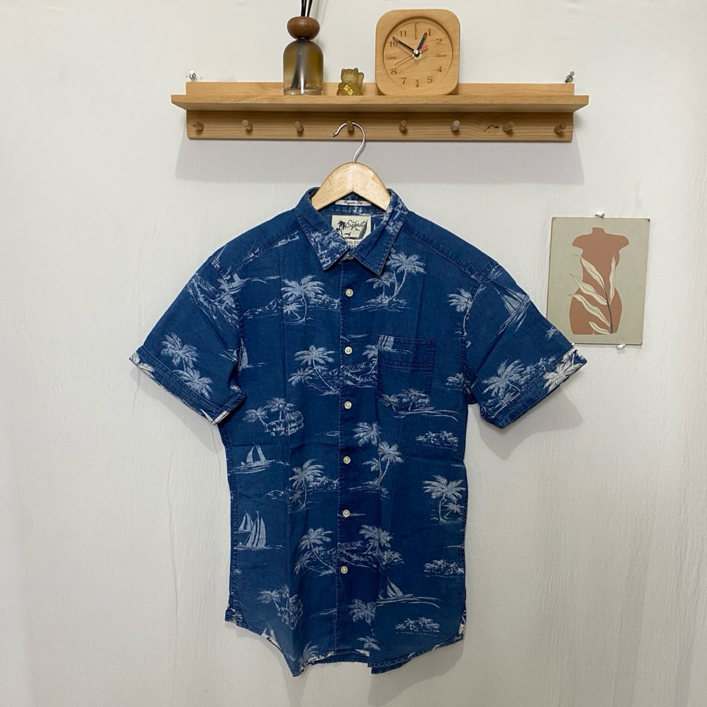 kemeja pendek pria ESPRIT original size S motif