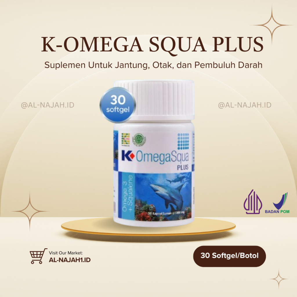 ORIGINAL K-OMEGA SQUA PLUS K LINK 30 Kapsul Omega 3 Squalene & Lecitin