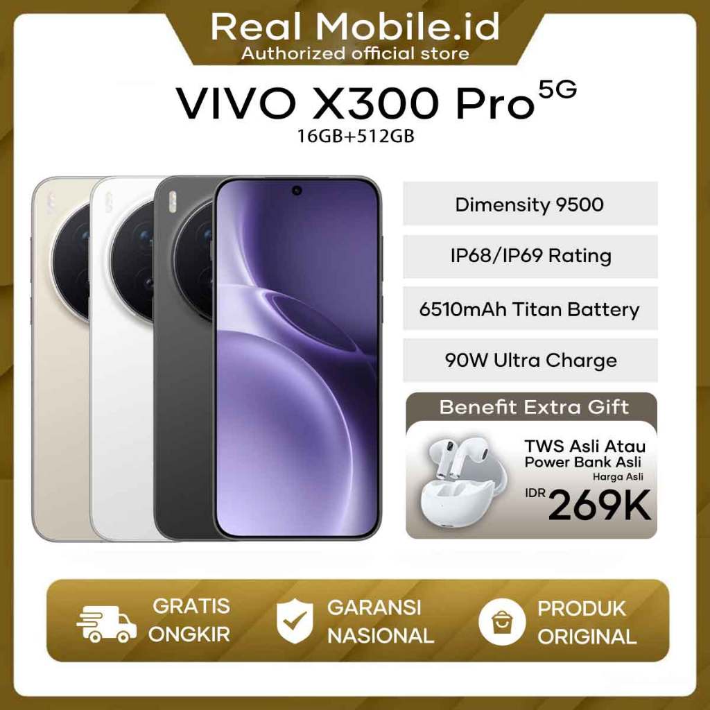 Hp Vivo X300 Pro 5G 16/512GB RAM 16GB+16GB Extended ROM 512GB Vivo Terbaru 2025 Garansi Resmi