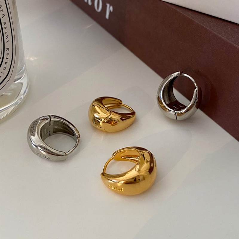 Anting Hoop Oval Tebal Klasik Fashion