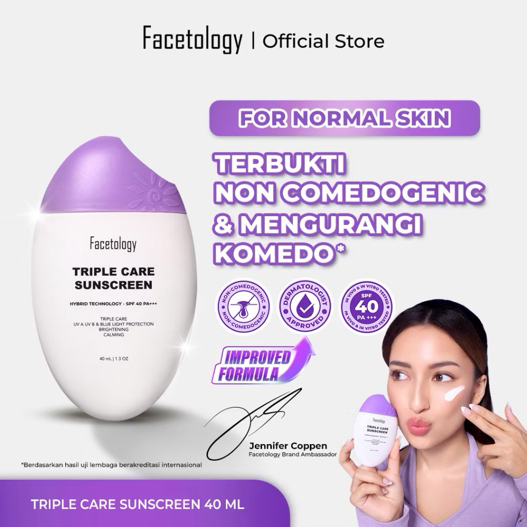 [NEW] Facetology Triple Care Sunscreen SPF 40 PA+++ sunskrin ss sunscren tabir surya original ori pr