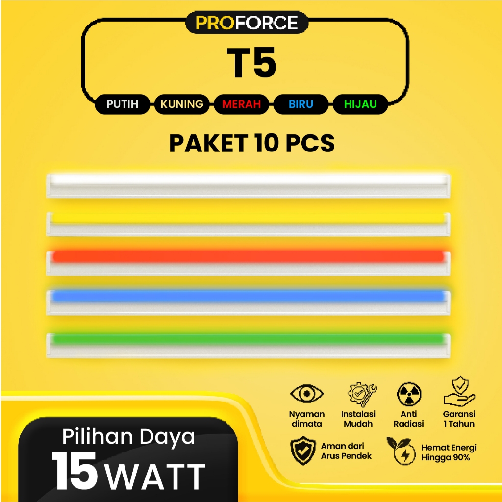 Proforce Indonesia Lampu TL T5 LED 15 Watt Panjang 87 CM Paket 10 Pcs Flourence Light Fixture Harga 