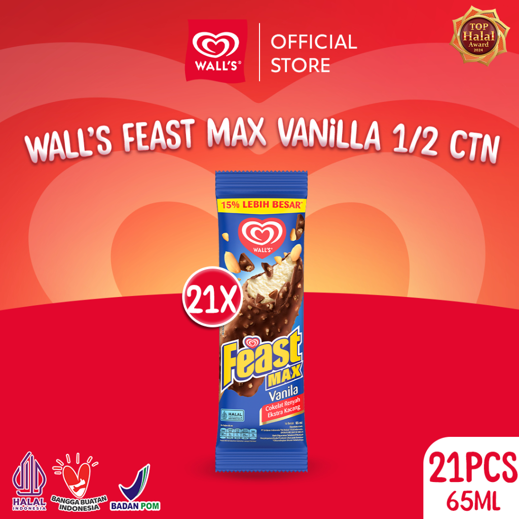 Wall's Feast Max Vanila 1/2 Carton - Es Krim / Ice Cream