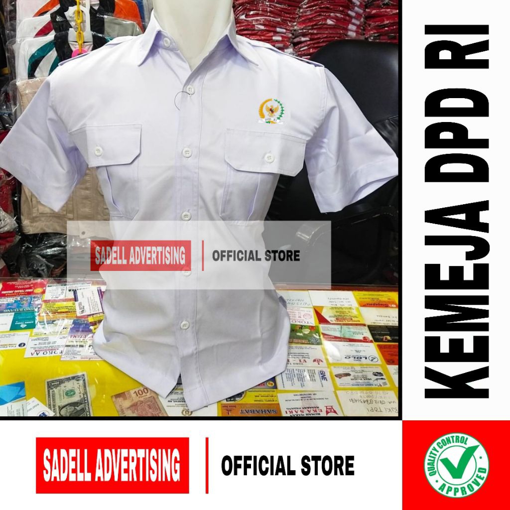 Kemeja DPD RI Seragam DPD RI Baju DPD RI Putih PDH Lengan Pendek Pria Bordir