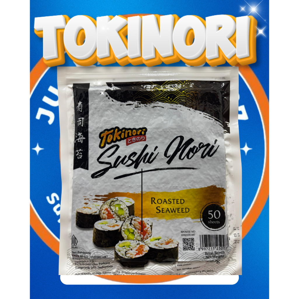 TOKINORI HALAL SUSHI NORI SEAWEED RUMPUT LAUT 50 SHEETS/LEMBAR (PK)