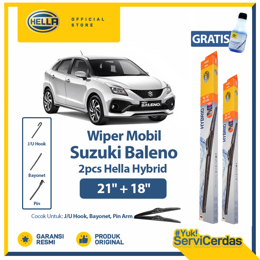 Wiper Mobil SUZUKI Baleno 21” + 18” (2pcs) - HELLA Hybrid