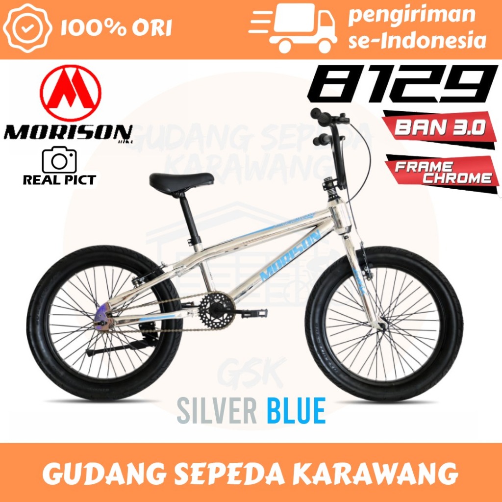 SEPEDA ANAK 20" MORISON BMX 8129 BAN 3.0 BMX 8127 BAN WARNA 2.50 FRAME CHROME