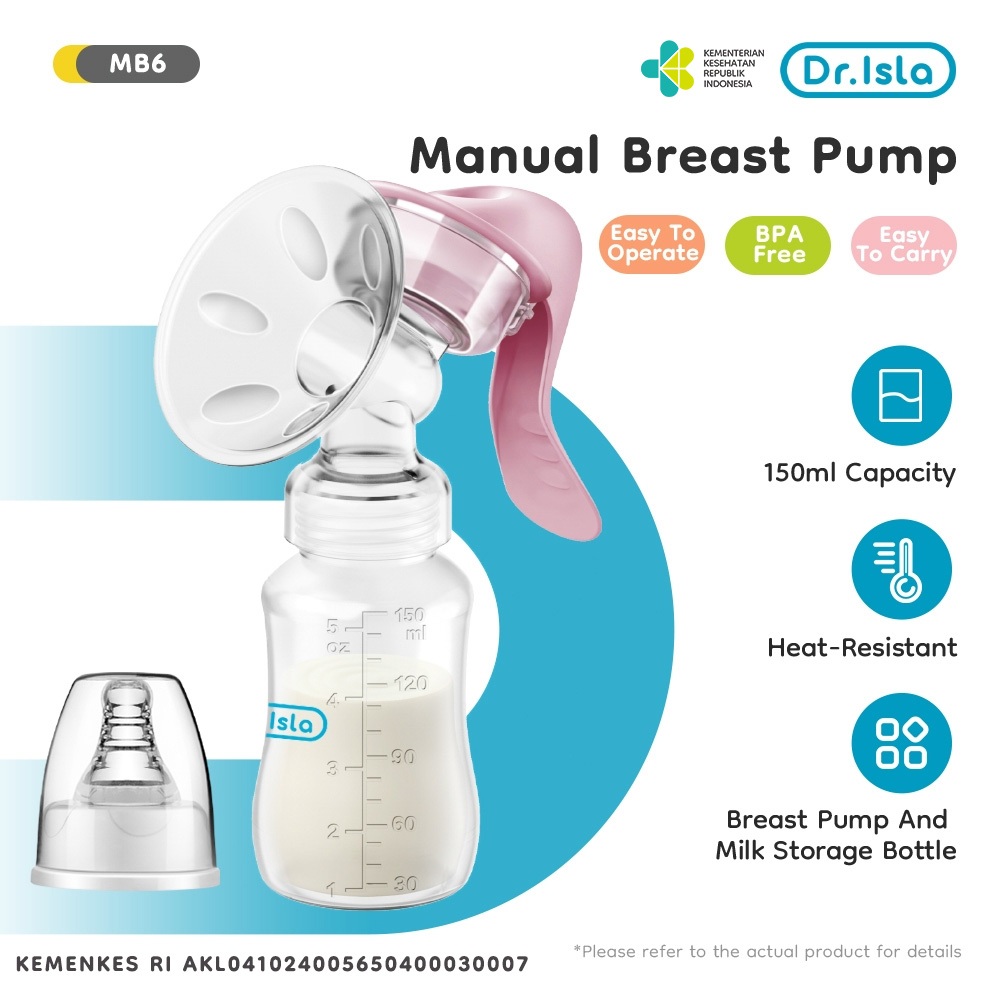 Dr.isla Pompa Asi Manual / Breast Pump/Pumping Asi Manual/Pompa Air Bayi Breastfeeding MB6