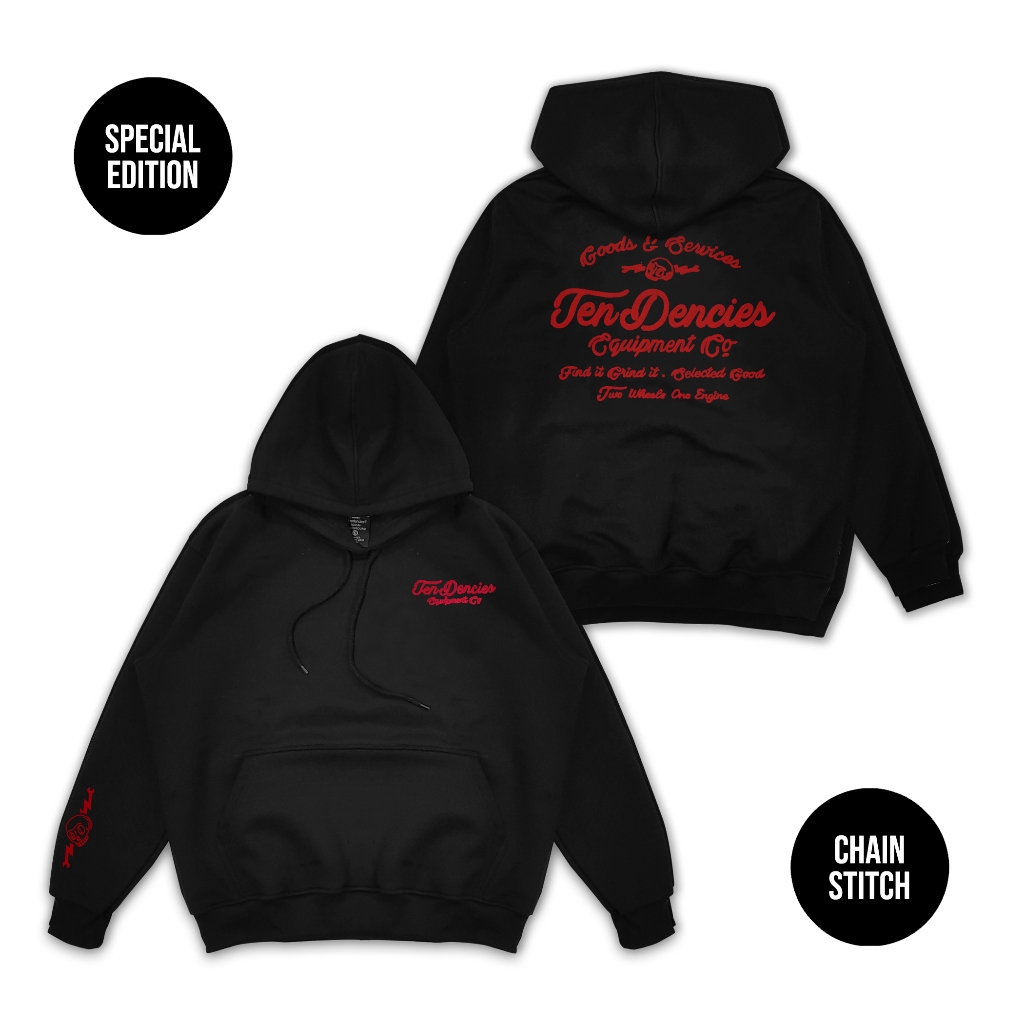 TENDENCIES Sweater Hoodie Equipment Chain Stitch Black