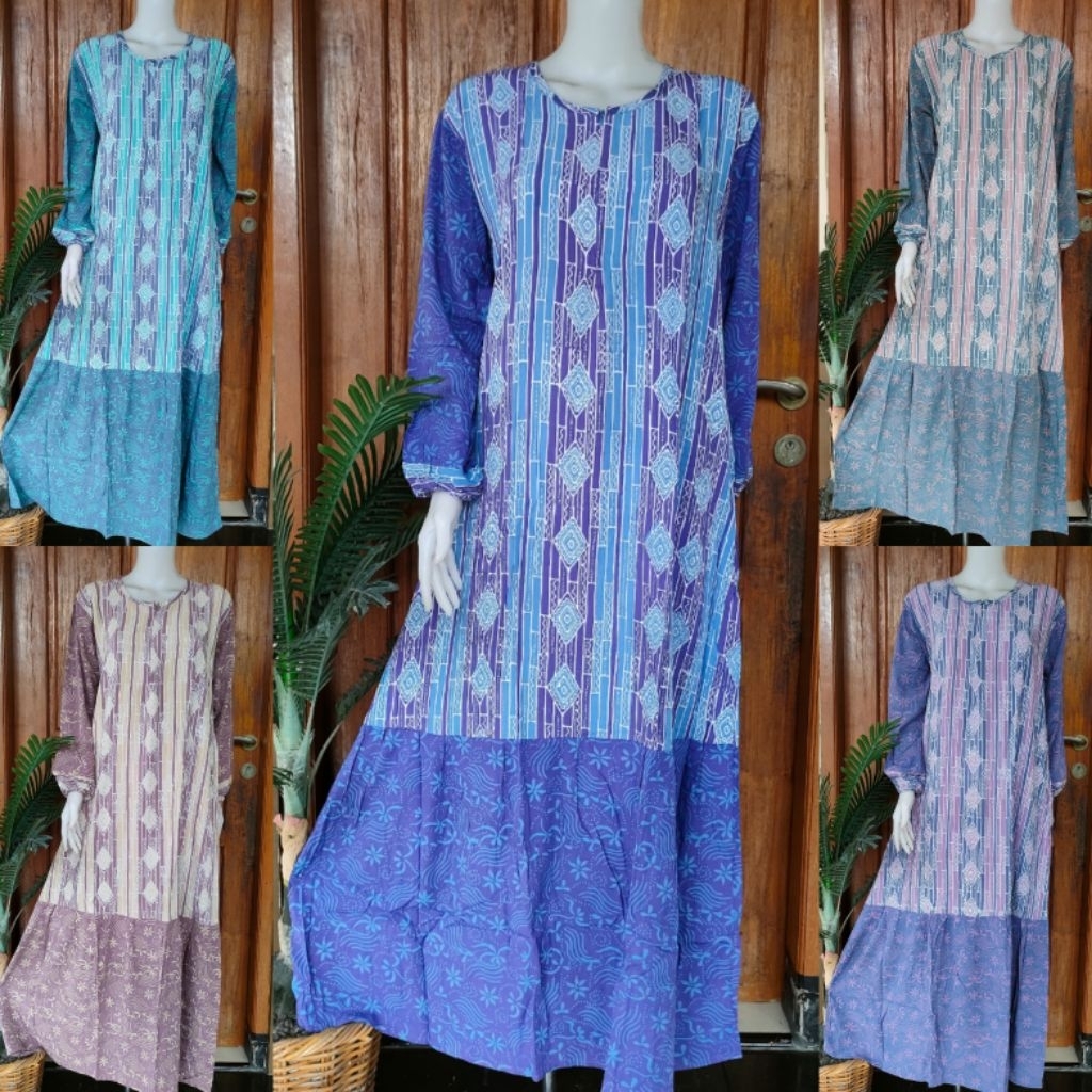 DASTER PANJANG ISAURA BY QONITA ORIGINAL LENGAN PANJANG KARET RESLETING DEPAN BUSUI UKURAN L