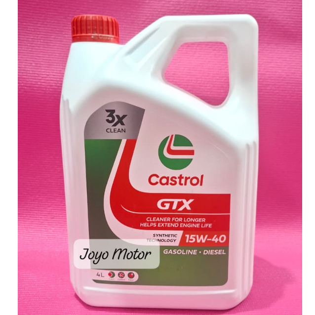 Oli Mesin Castrol GTX Bensin SAE 15W-40 4 Liter API SN/CF Oli Mobil Mesin Gasoline Pelumas Synthetic