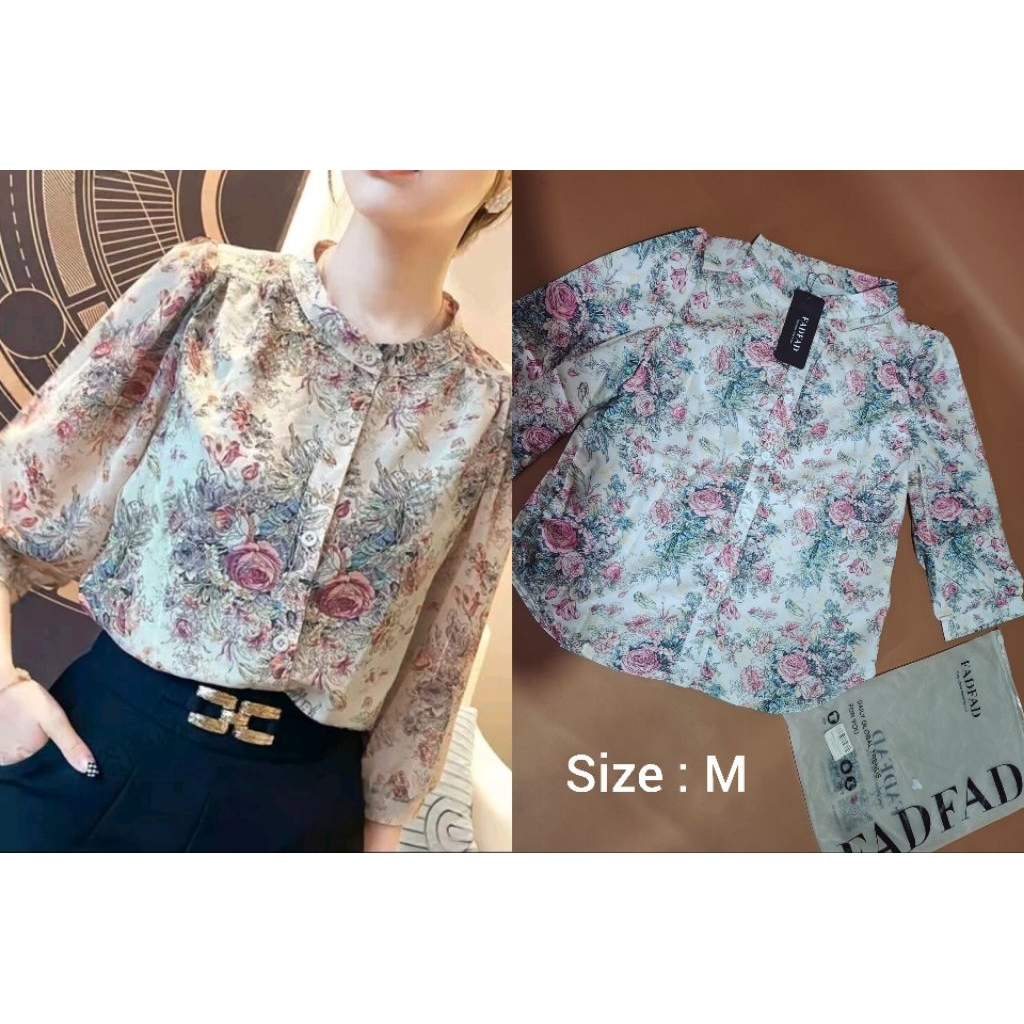 blouse korea motif bunga mrek Fadfad masih baru jual rugi blouse wanita korea atasan wanita