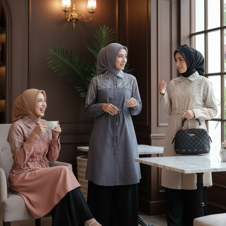 Endomoda Tunik Tsabita Atasan Wanita Blouse Lengan Panjang