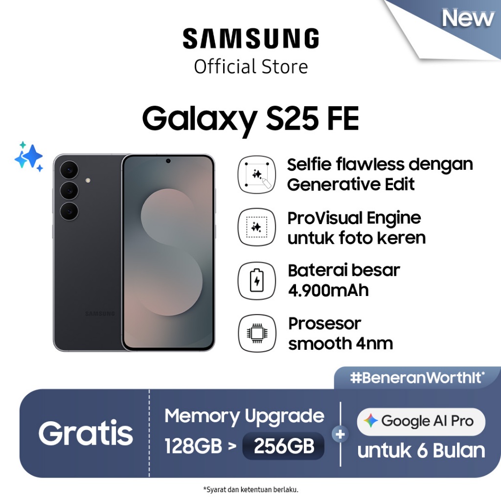 [Free Upgrade From 128GB] Samsung Galaxy S25 FE 8/256GB - Jetblack