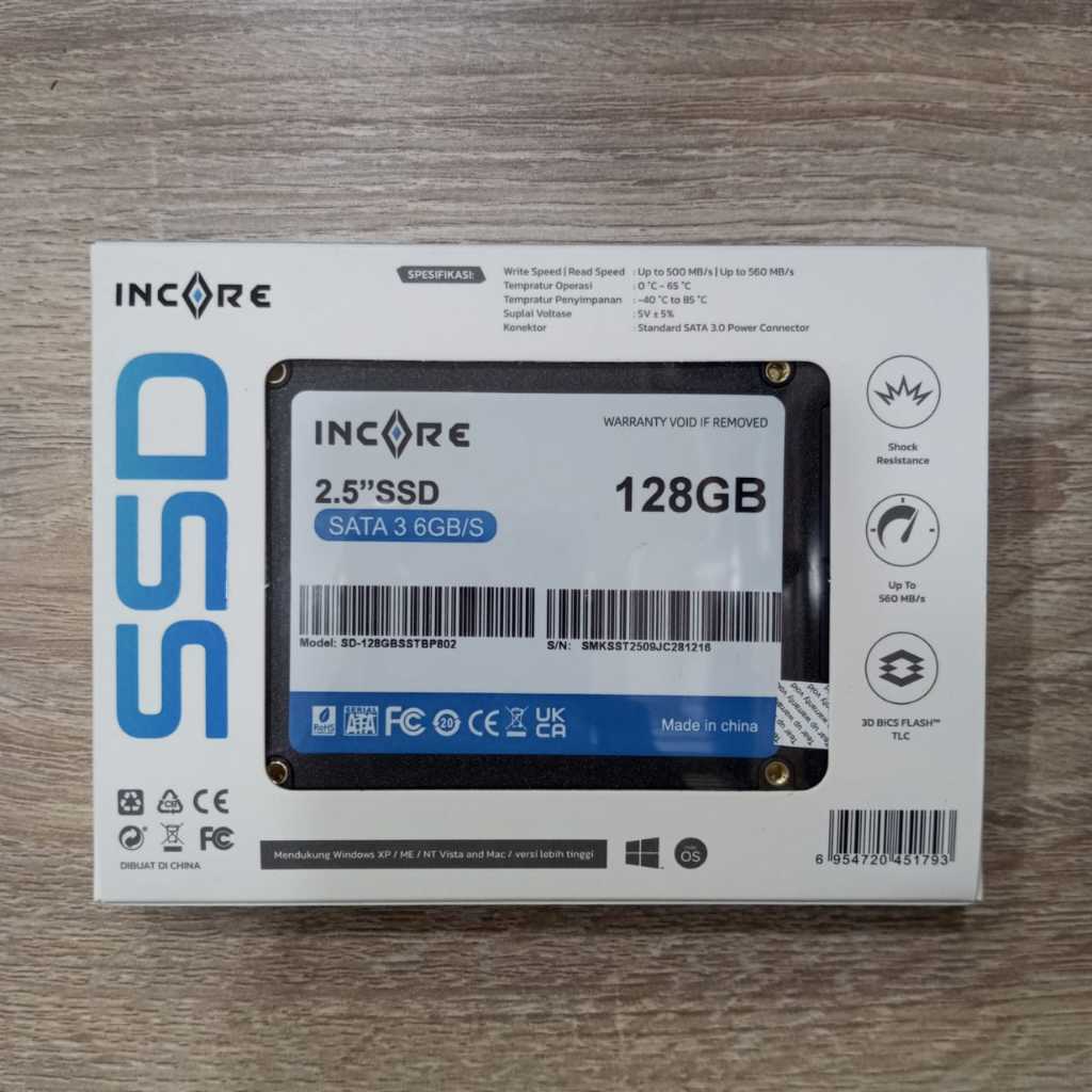 PENYIMPAN DATA SSD INCORE SATA 3 2.5" 128GB