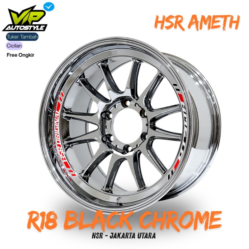 Velg Black Chrome Hsr Amet Ring 18 Untuk Mobil Pajero Fortuner Triton - Hsr Wheel Vip Autostyle