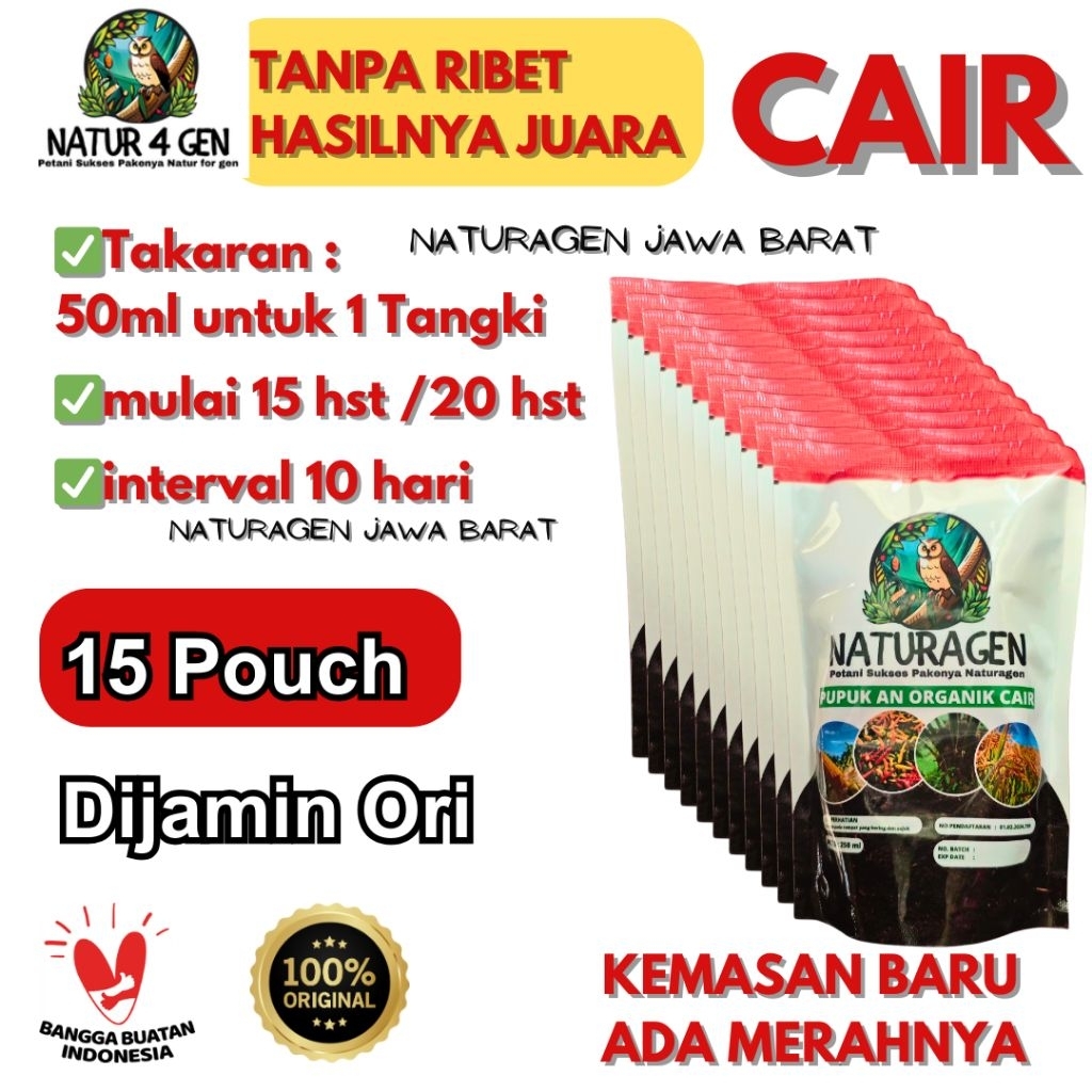 15 POUCH Naturagen Cair Xtra 250 ml  Naturagen ori pupuk Naturagen Cair naturagen jawa barat Naturag