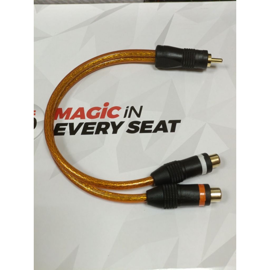 Kabel Audio RCA Cabang Y Jack 1M-2F Tenssis Premium Series 25cm Jack Gold