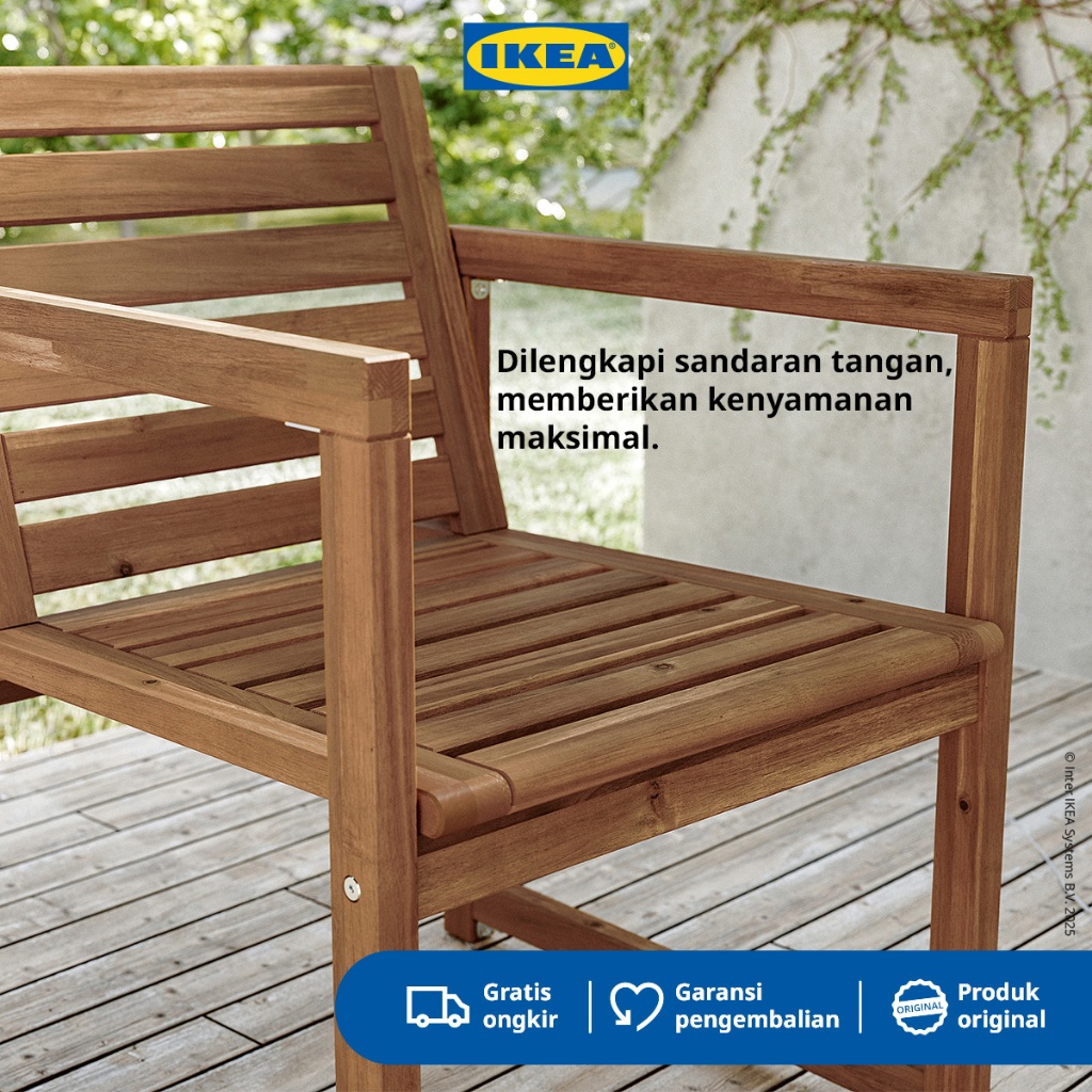 IKEA NAMMARO Kursi Santai Dengan Sandaran Luar Ruang Diwarnai Cokelat Muda