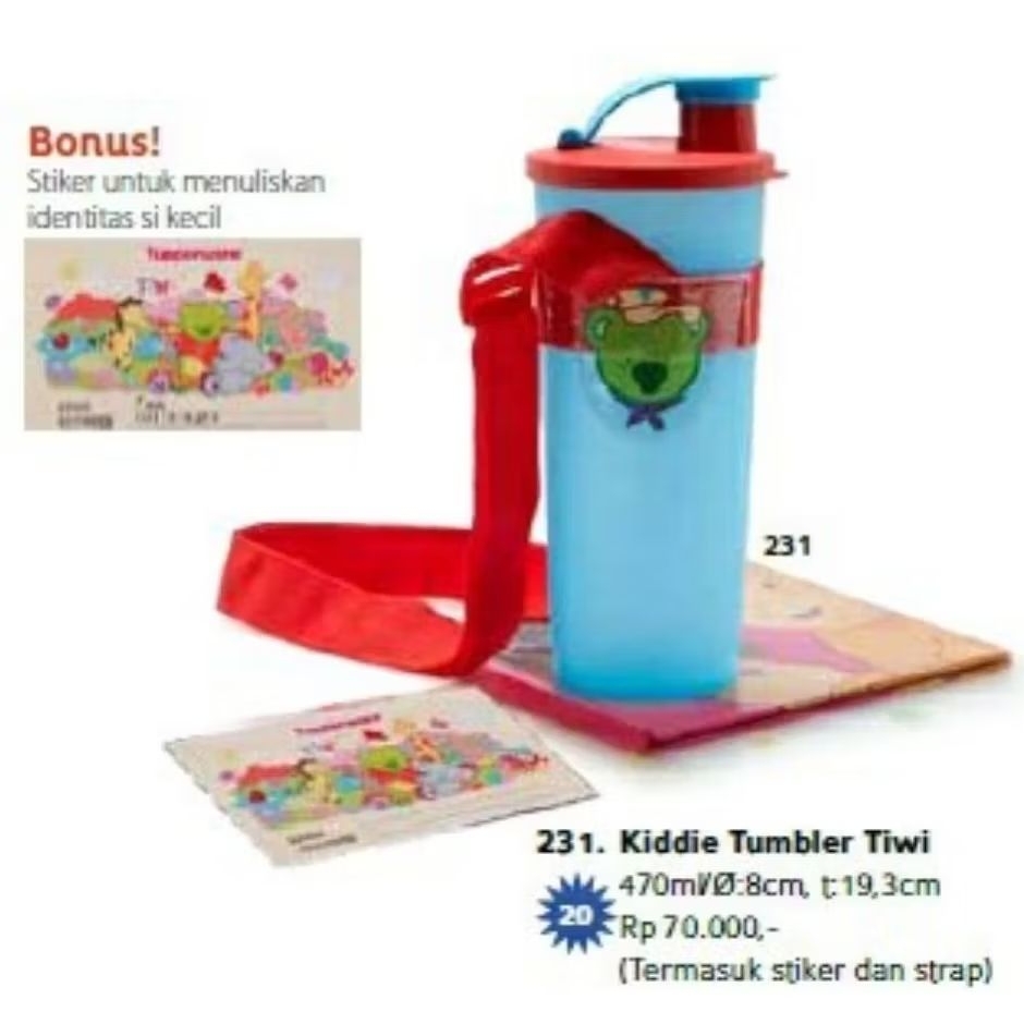 (Ready Medan) Tupperware Kiddie Tumbler Tiwi Blue New
