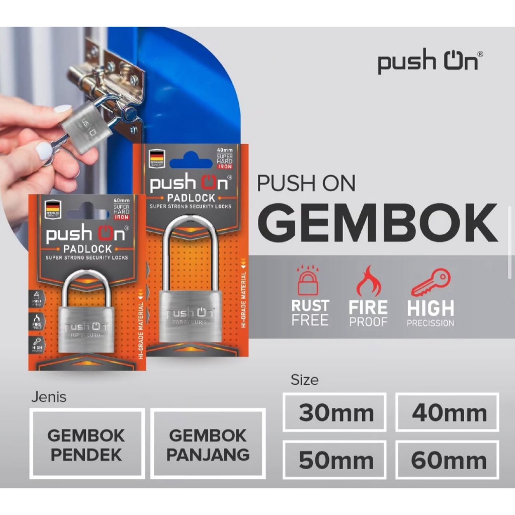 Gembok Pagar Pintu Rumah Push On / Gembok Anti Karat / Gembok Panjang Gembok Pendek / Gembok Kecil
